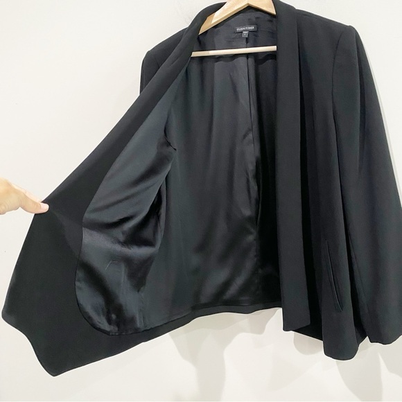 EILEEN FISHER Tropical Suiting Eco Poly Black Shaped Jacket Blazer Size Large - Picture 7 of 12